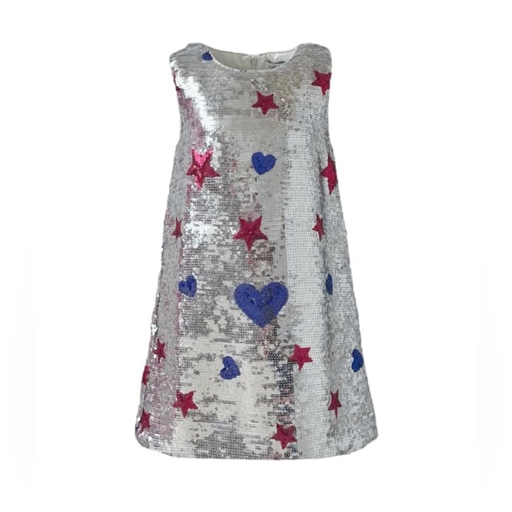 Lola & The Boys Sequin Dress with Stars and Hearts